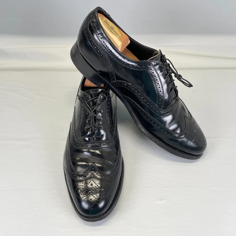 Florsheim Imperial Wingtip Oxford Shoes Mens Size 10 D Black Leather Lace Up
